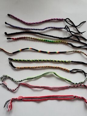10 Handmade Colorful Woven Braided Friendship Bracelets - Assorted Colors